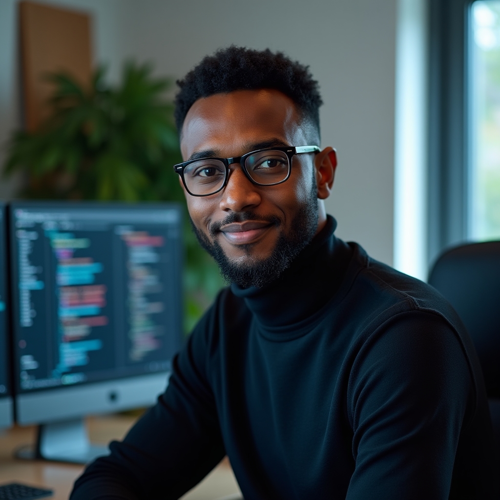 Technology Lead at HarborMint, professional portrait showing software engineer in modern office environment